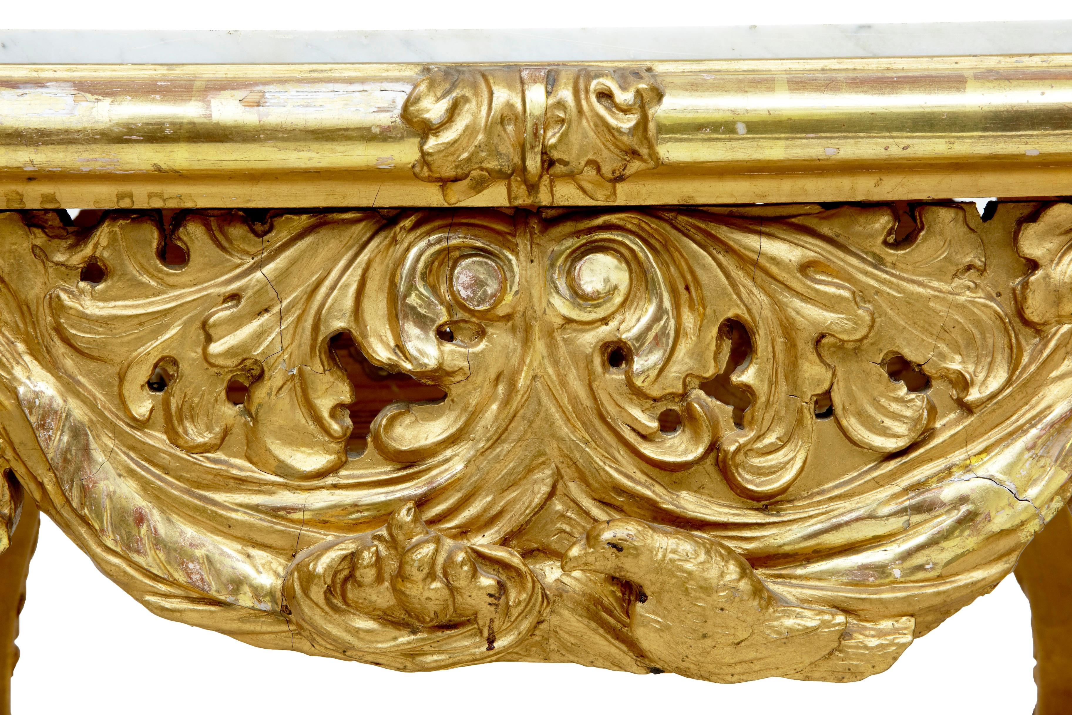 Italian 19th Century Carved Gilt Marble-Top Center Table 2