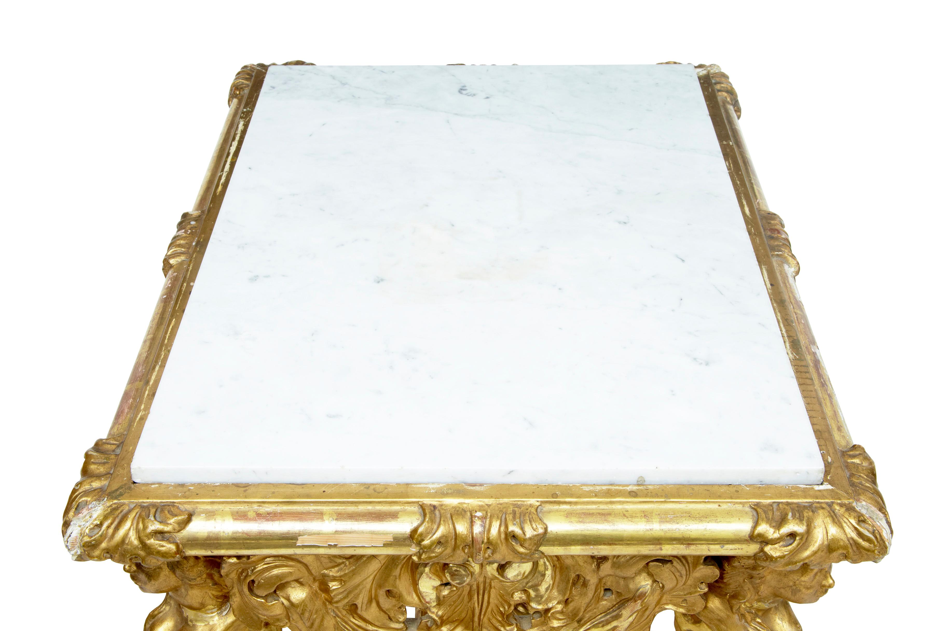 Italian 19th Century Carved Gilt Marble-Top Center Table 4