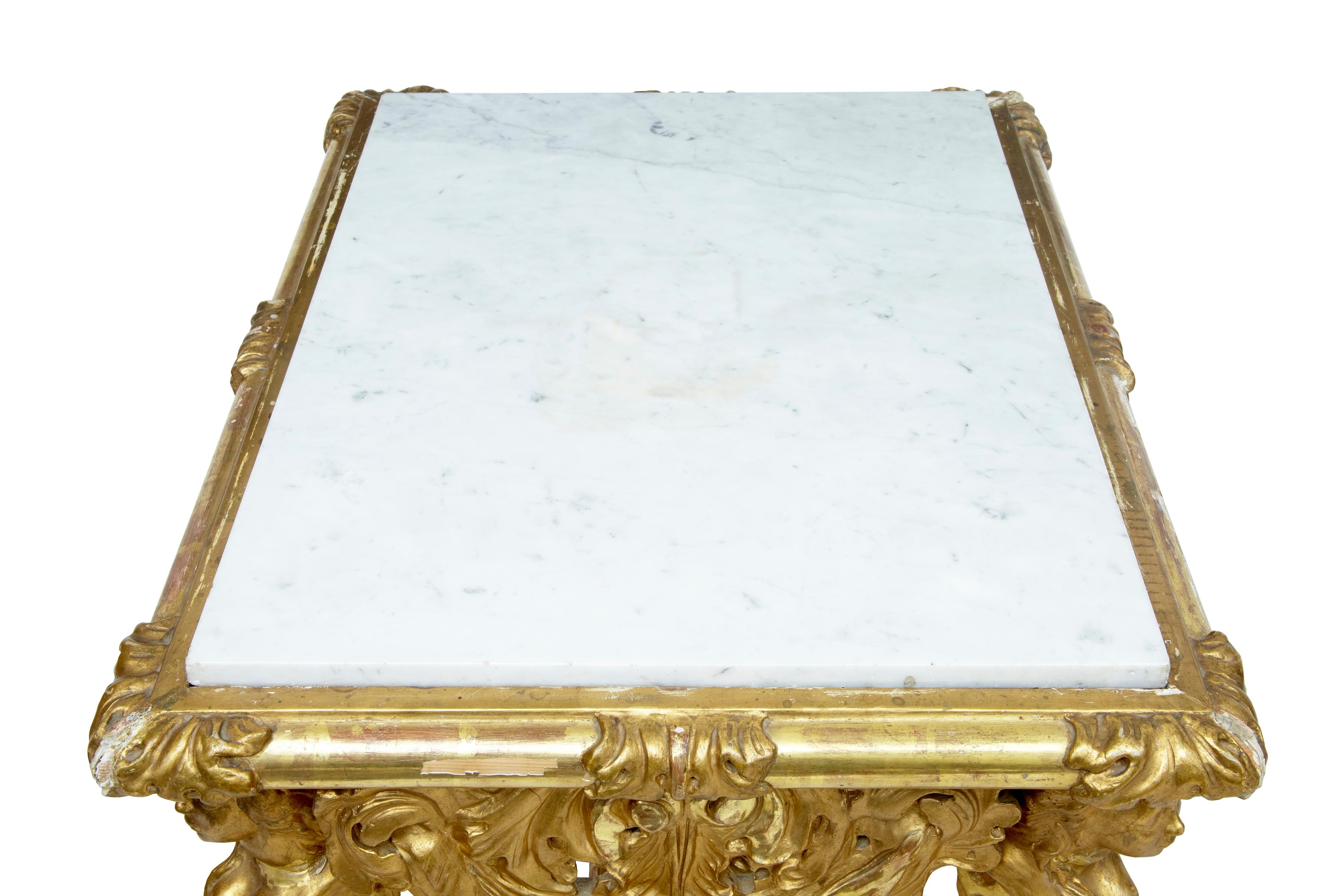 Italian 19th Century Carved Gilt Marble Top Center Table 5