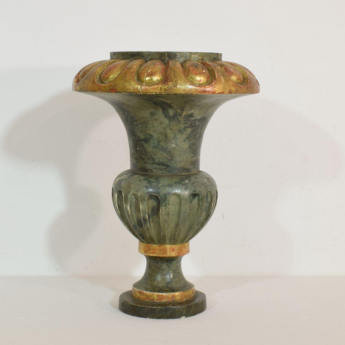 Wood Italian 19th Century Carved Giltwood Vase