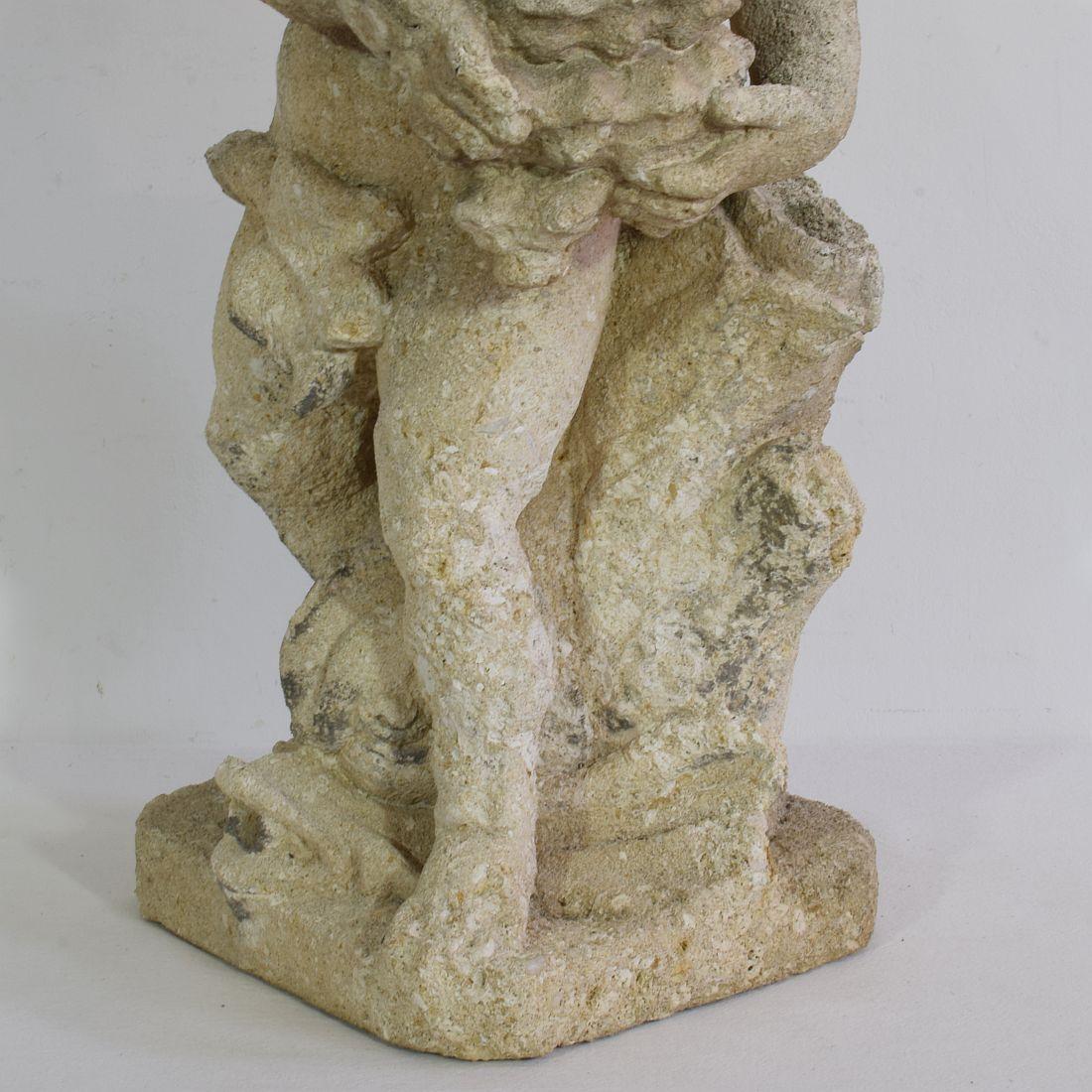 Italian 19th Century Carved Limestone Angel Cherub Fountain 8