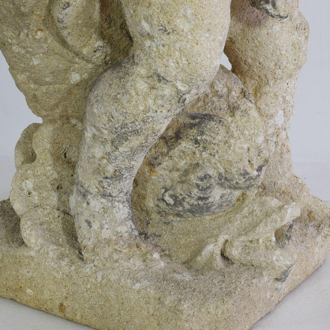 Italian 19th Century Carved Limestone Angel Cherub Fountain 13