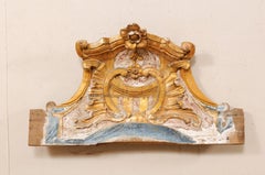 Italian Early 19th Century Carved, Painted & Gilded Wood Baroque Style Pediment
