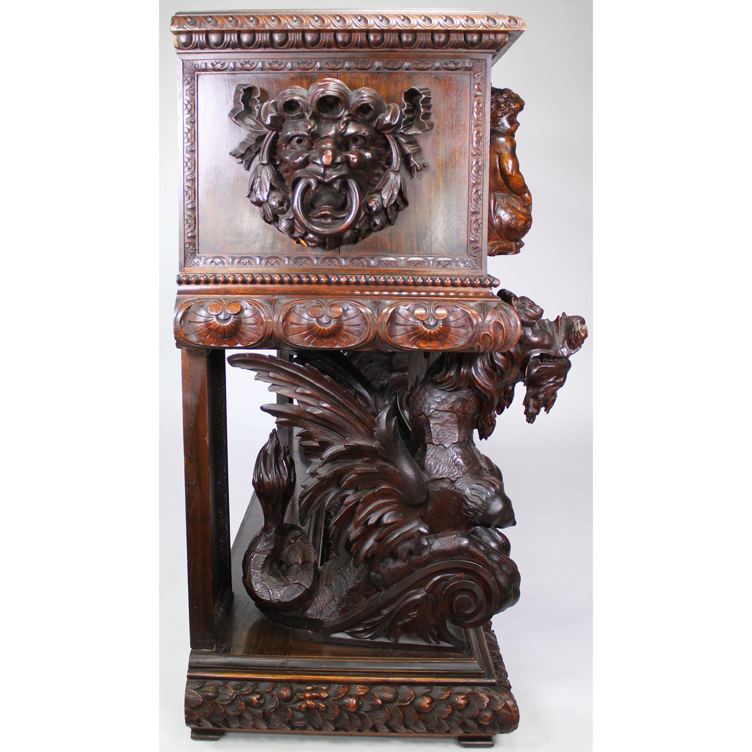 Italian 19th Century Carved Walnut Cassone Chest with Putti and Winged Dragons For Sale 10