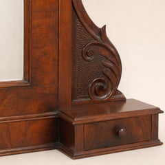 19th-Century Italian Carved Walnut Dressing Mirror, Cucchi & Sola Label