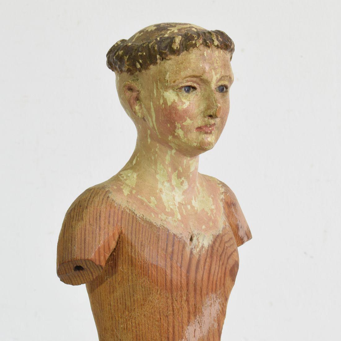 Figure de saint italienne en bois sculpté du 19ème siècle en vente 6