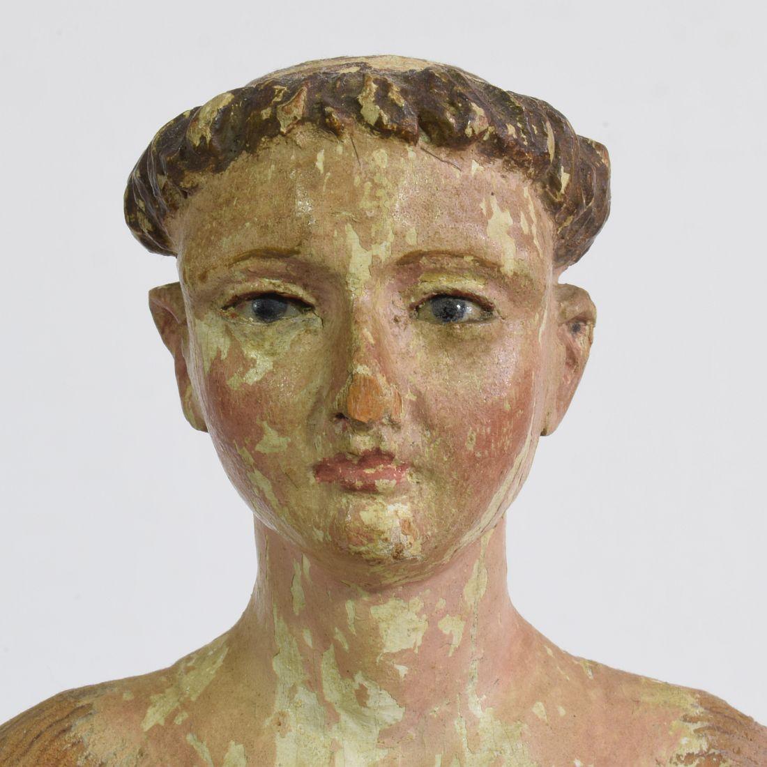 Figure de saint italienne en bois sculpté du 19ème siècle en vente 8