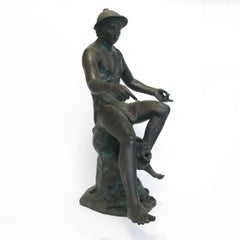 Italian 19th Century Cast Bronze Sculpture of Hermes with Patina