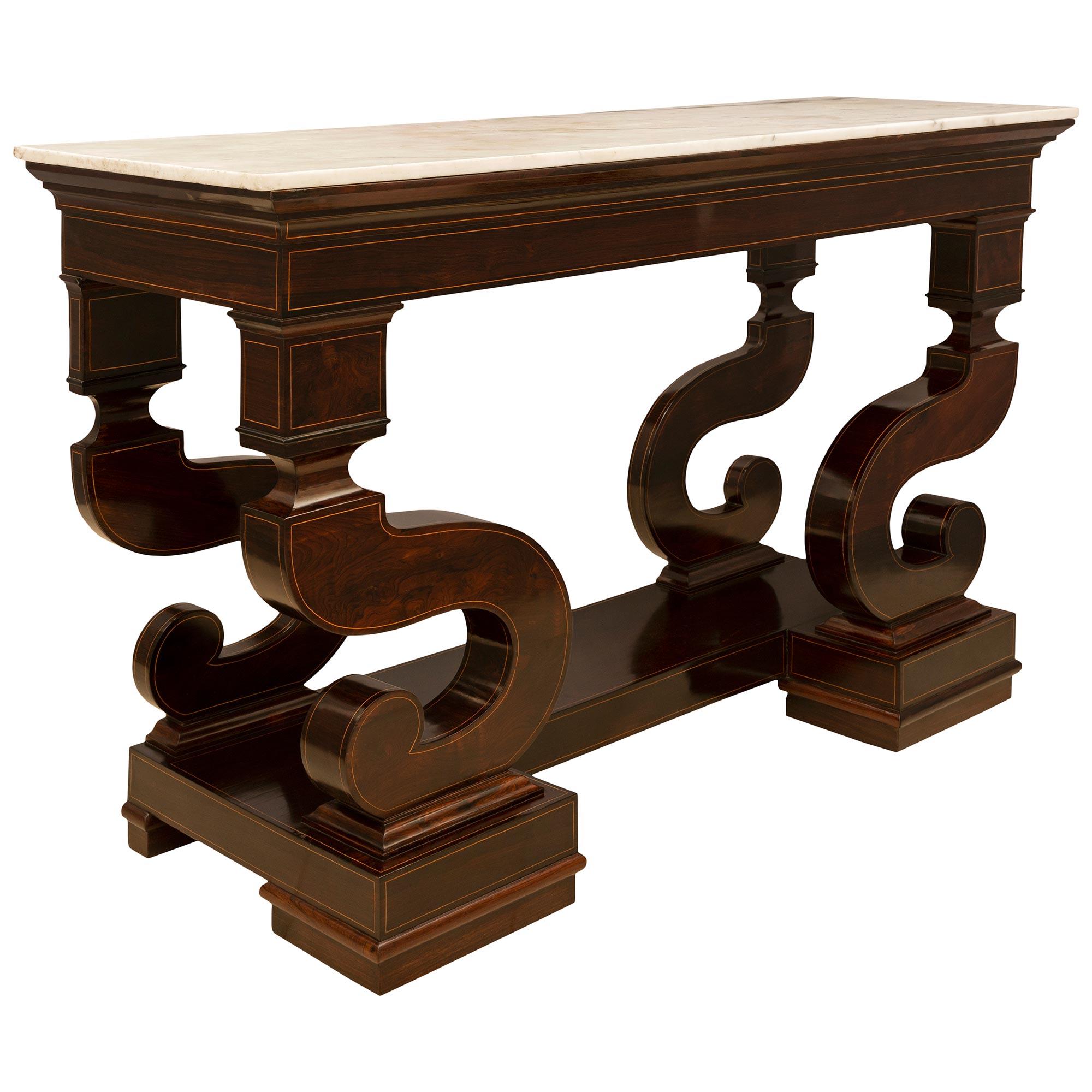 Italian 19th Century Charles X Period Rosewood Console In Good Condition For Sale In West Palm Beach, FL