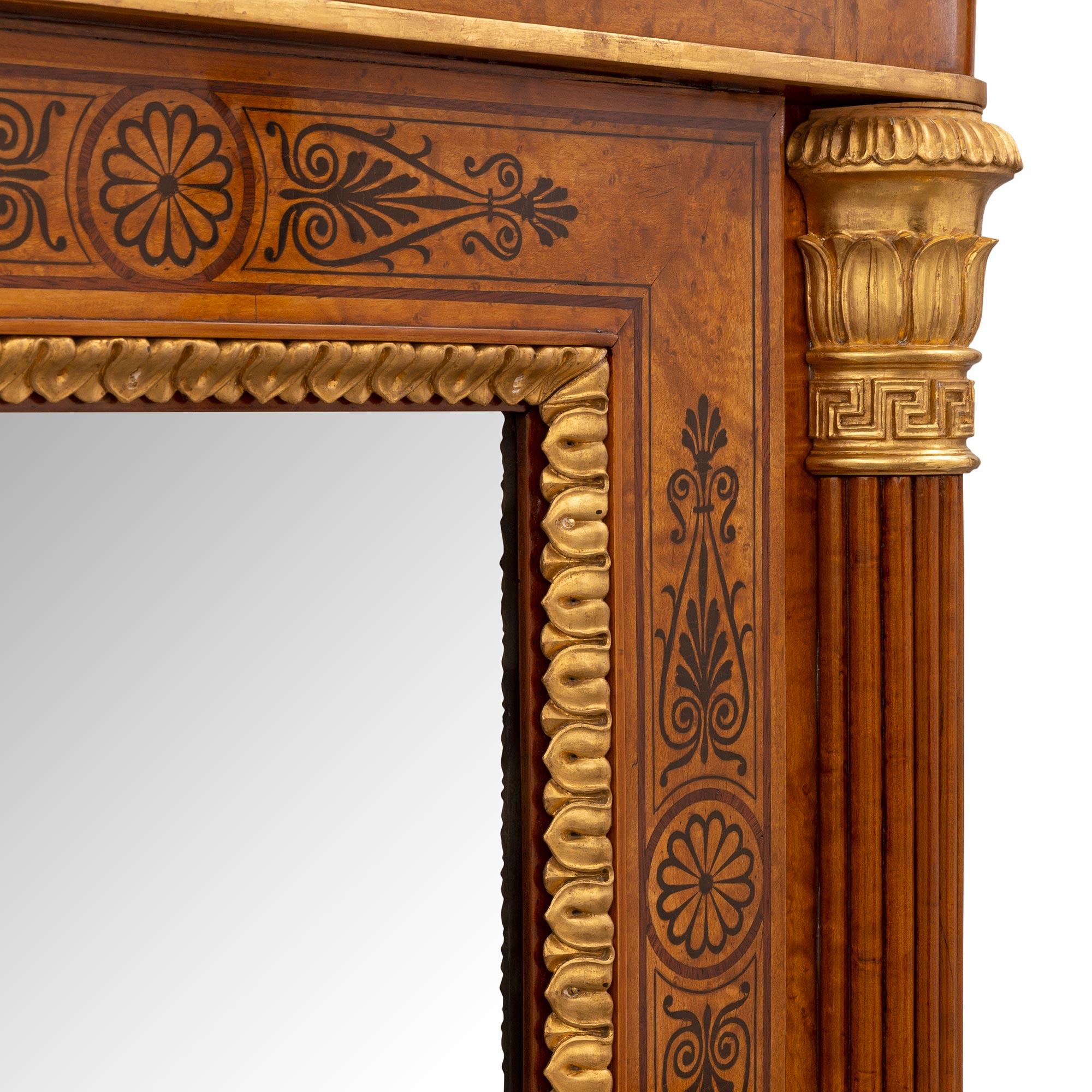 Italian 19th Century Charles X Period Walnut and Giltwood Mirror For Sale 2