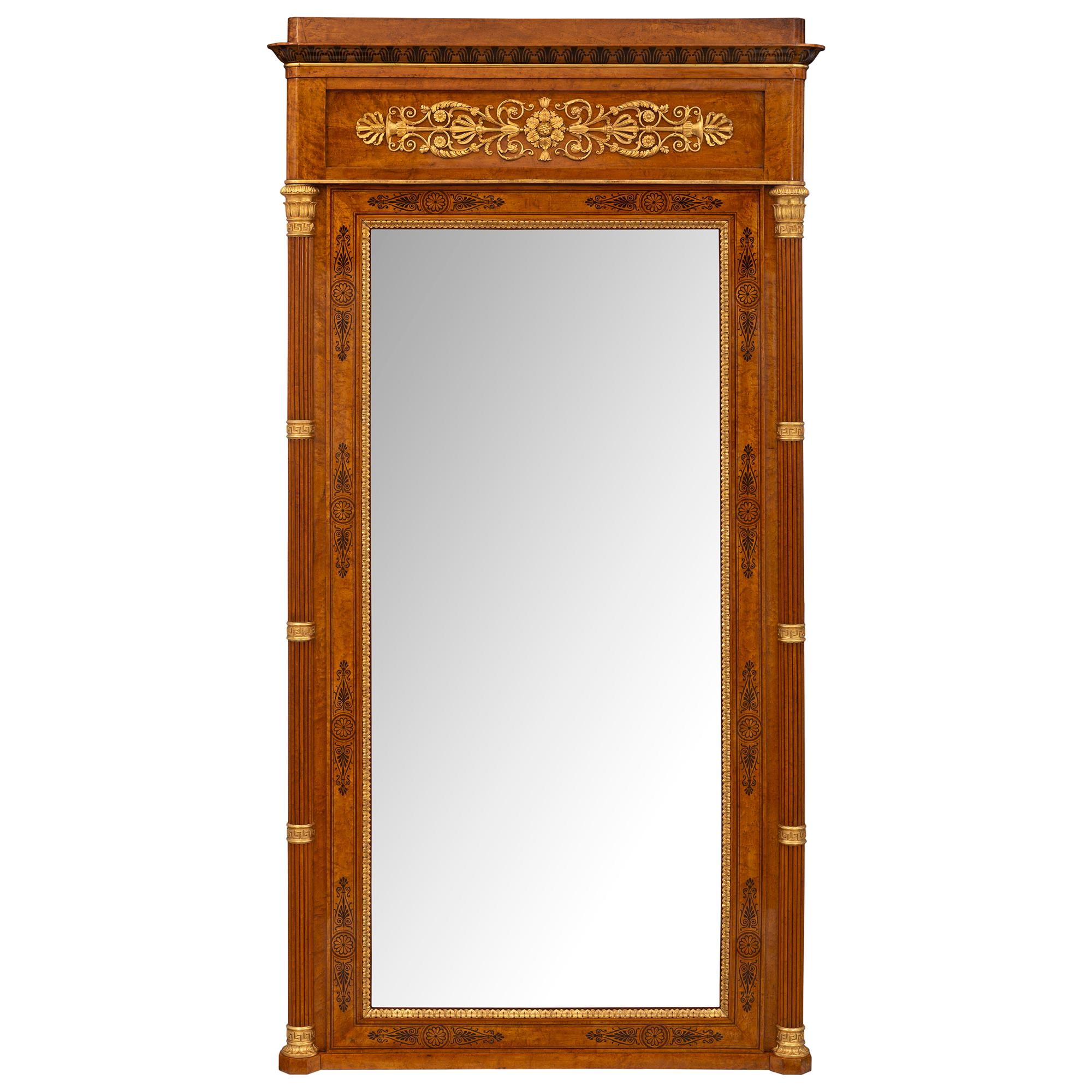 Italian 19th Century Charles X Period Walnut and Giltwood Mirror For Sale