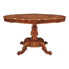 Italian 19th Century Charles X Period Walnut and Maplewood Inlaid Table
