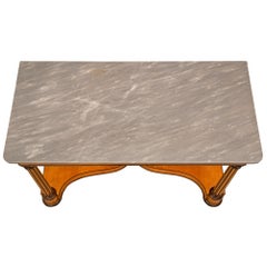 Italian 19th Century Charles X St. Cherrywood Birchwood And Marble Console