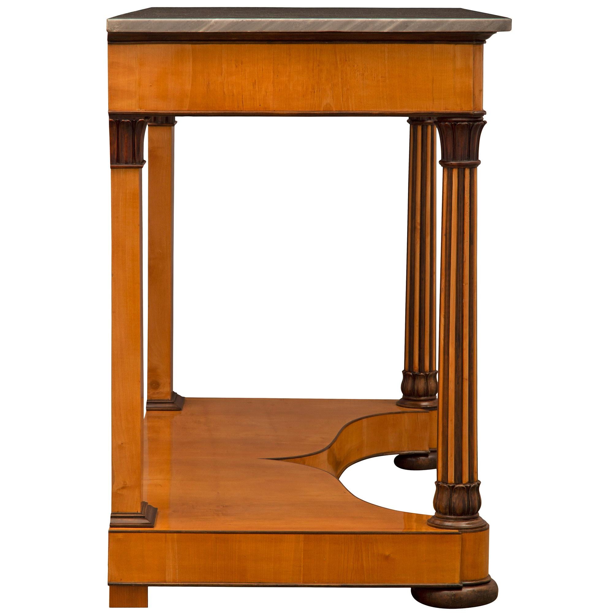 Italian 19th Century Charles X St. Cherrywood Birchwood And Marble Console For Sale 1