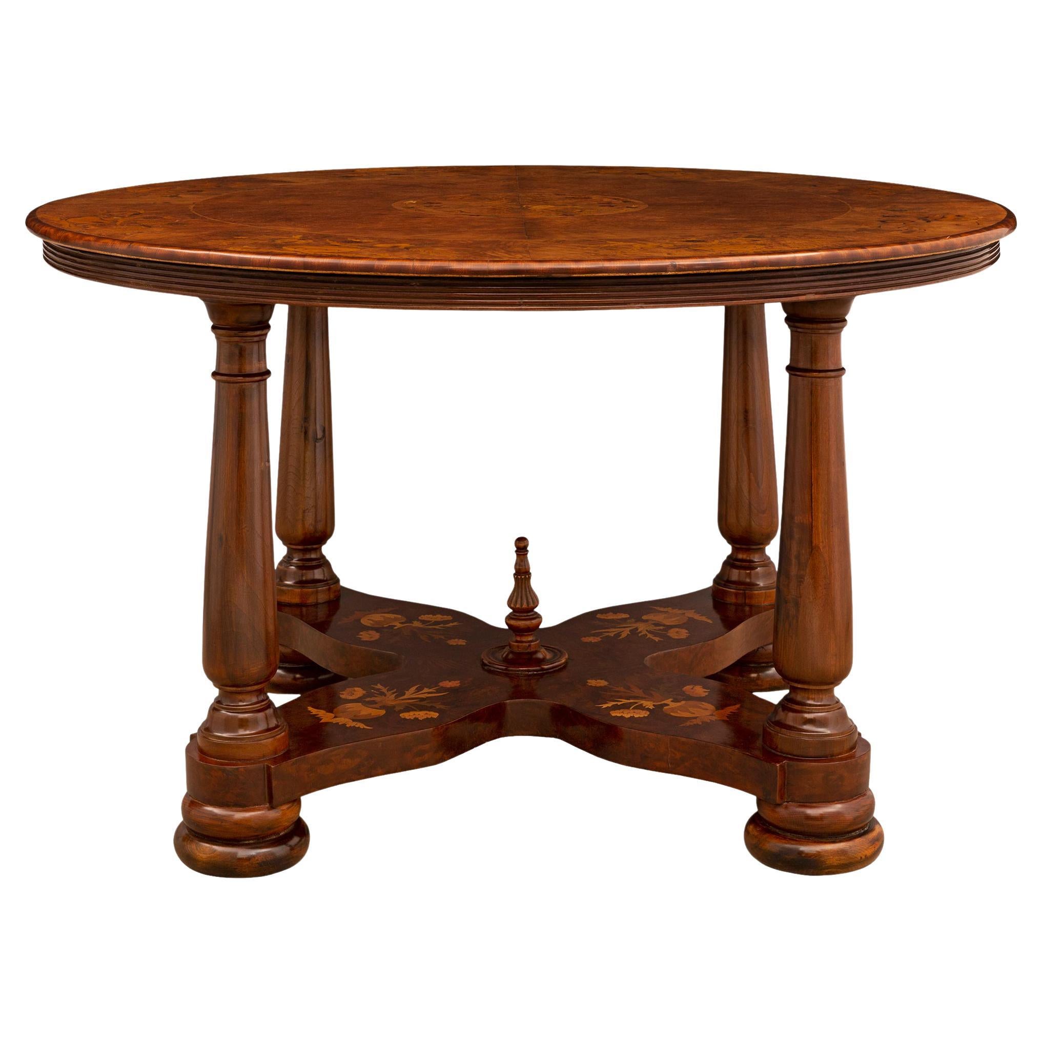 Italian 19th Century Circular Inlaid Center Table For Sale