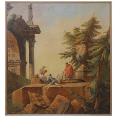 Italian 19th Century Classical Romanesque Framed Wall Painting