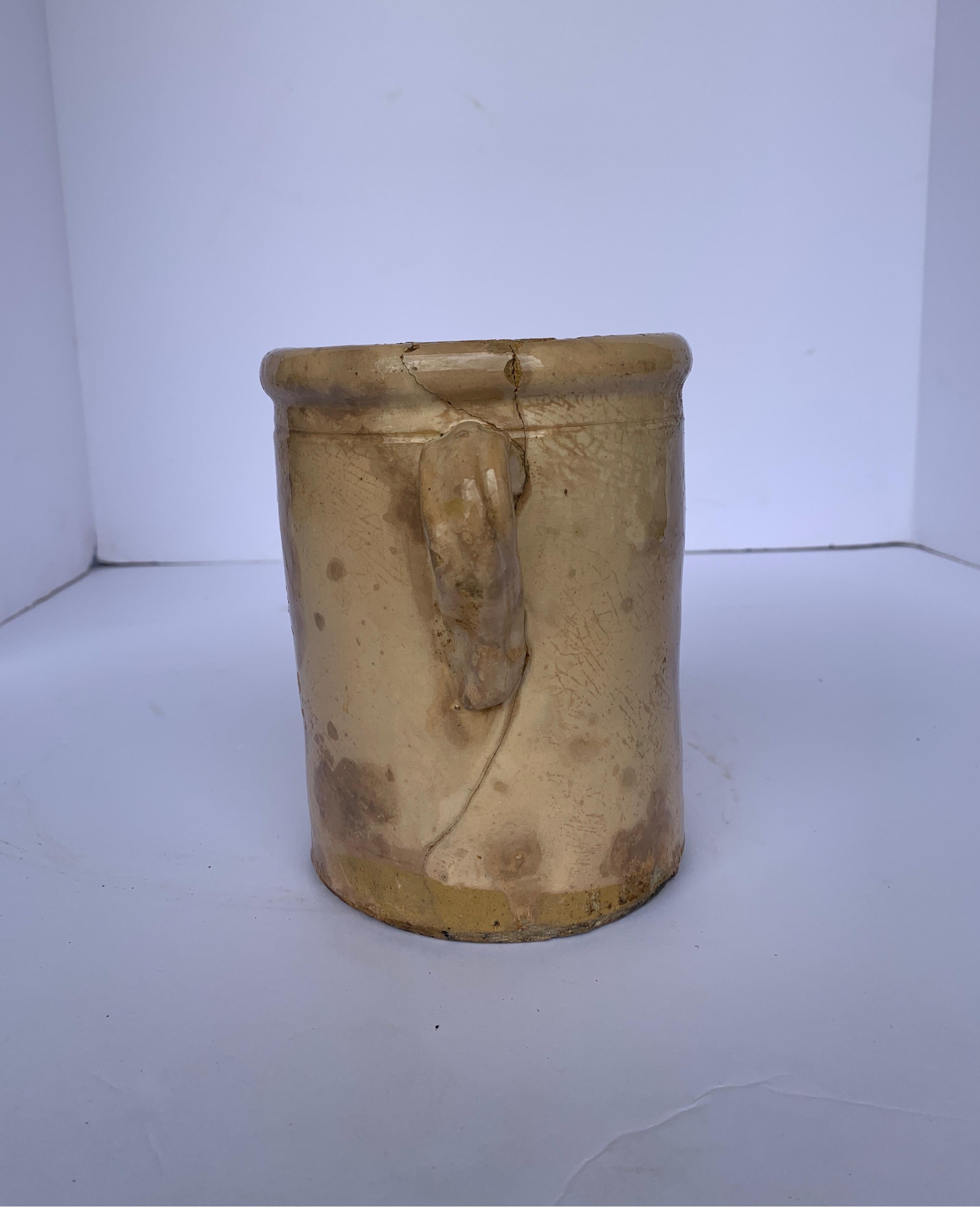 Italian 19th Century Confit Cream Jar with Double Handles 5