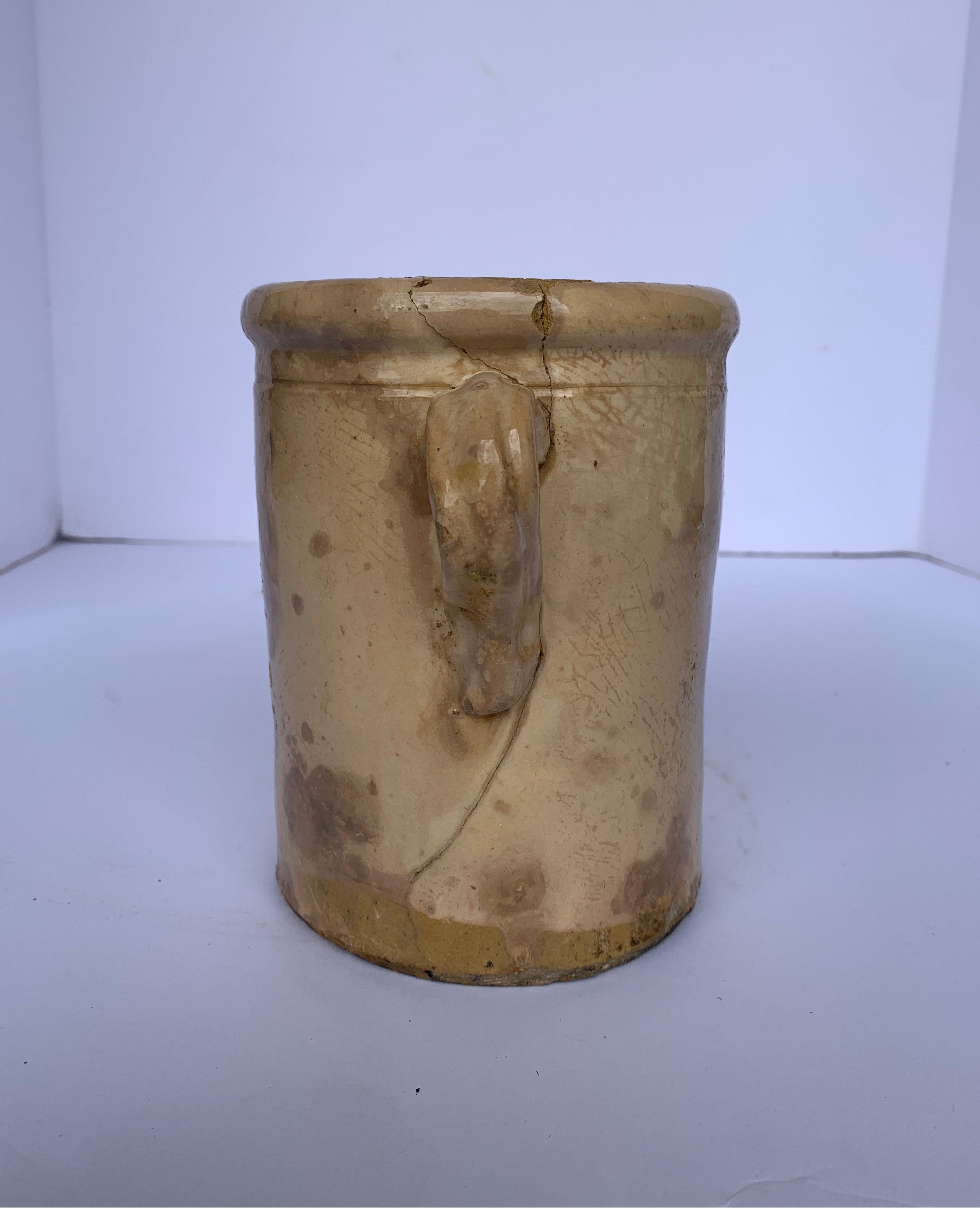 Italian 19th Century Confit Cream Jar with Double Handles 6