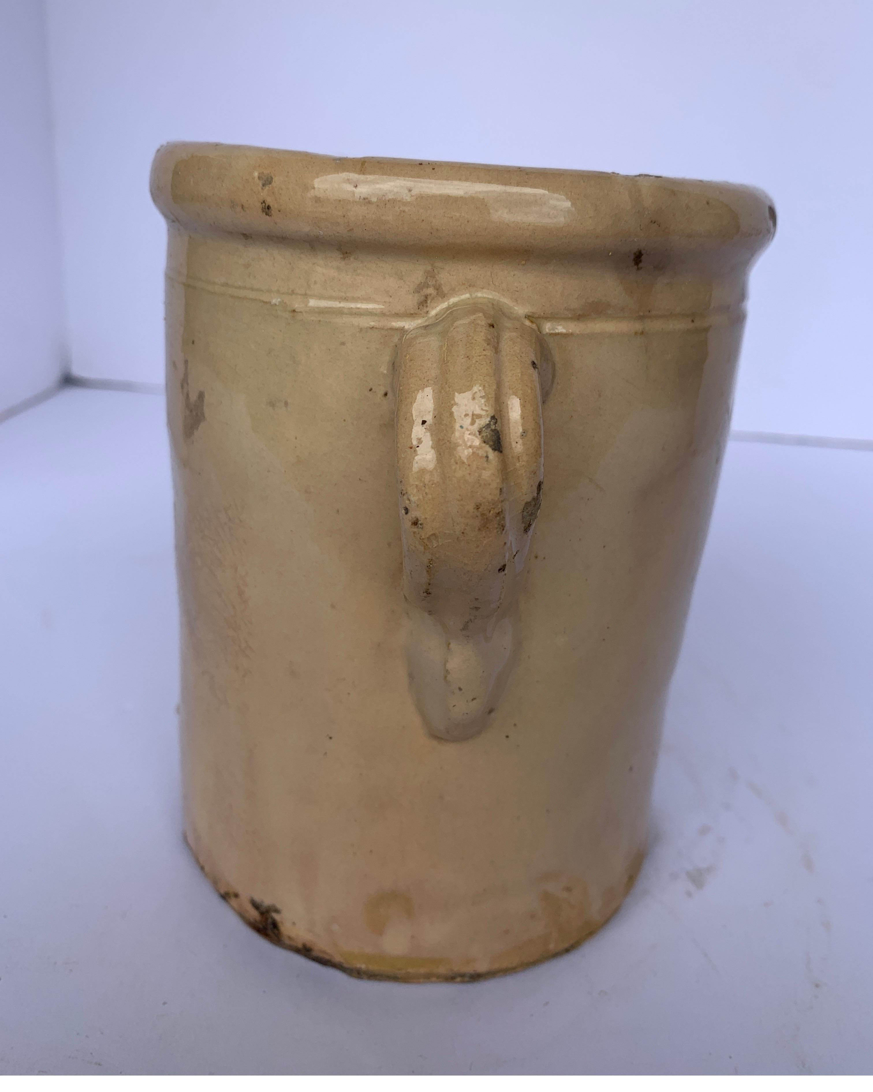 Italian 19th Century Confit Cream Jar with Double Handles 2