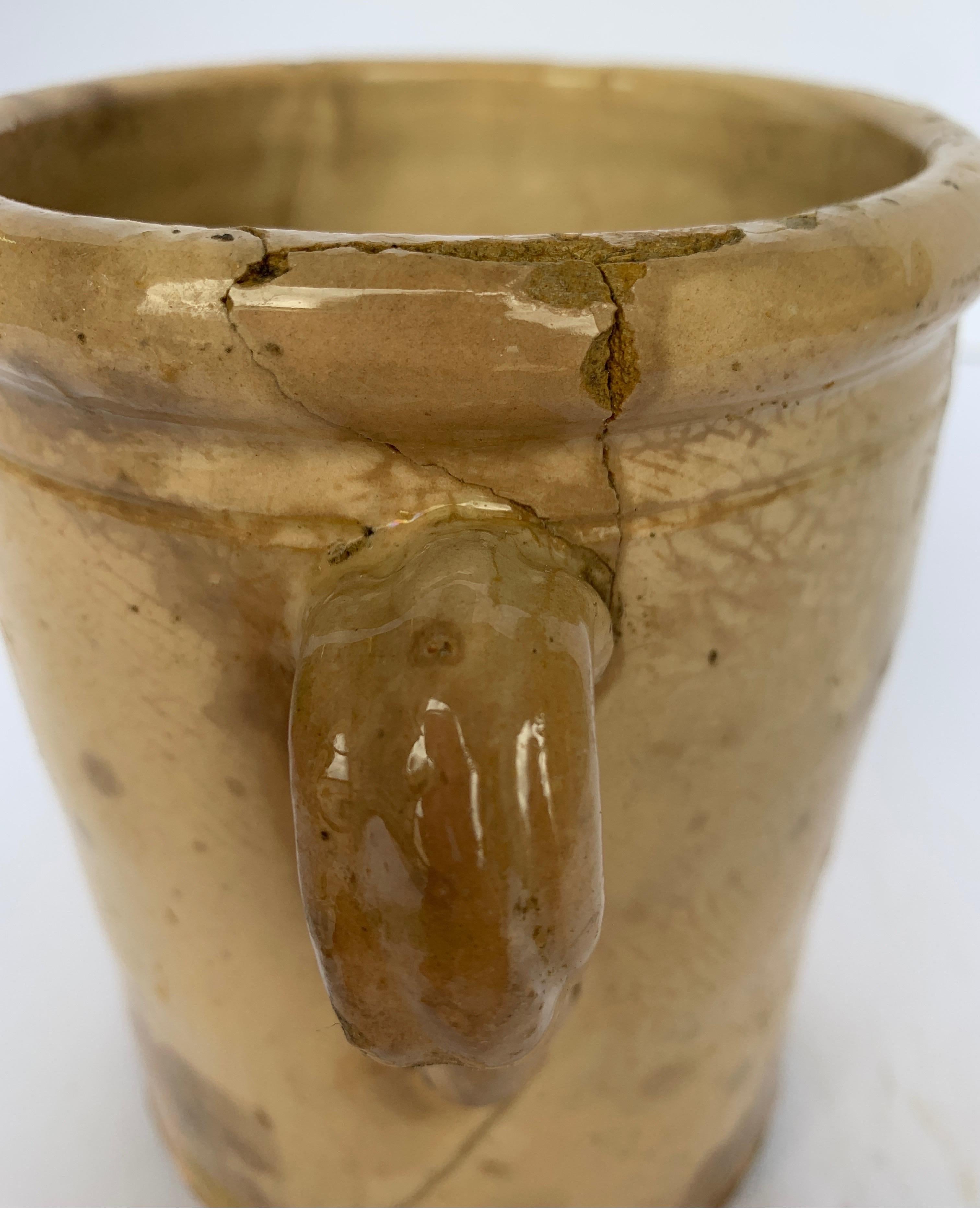 Italian 19th Century Confit Cream Jar with Double Handles 4