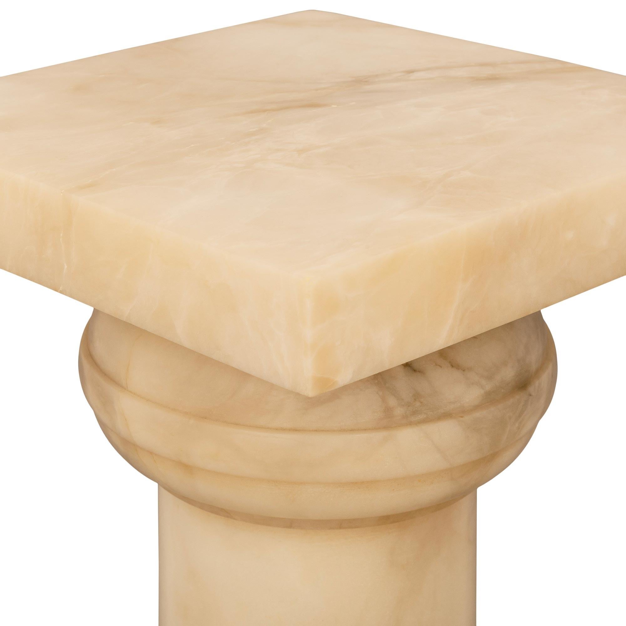 Marble Italian 19th Century Cream Colored Alabaster Pedestal For Sale
