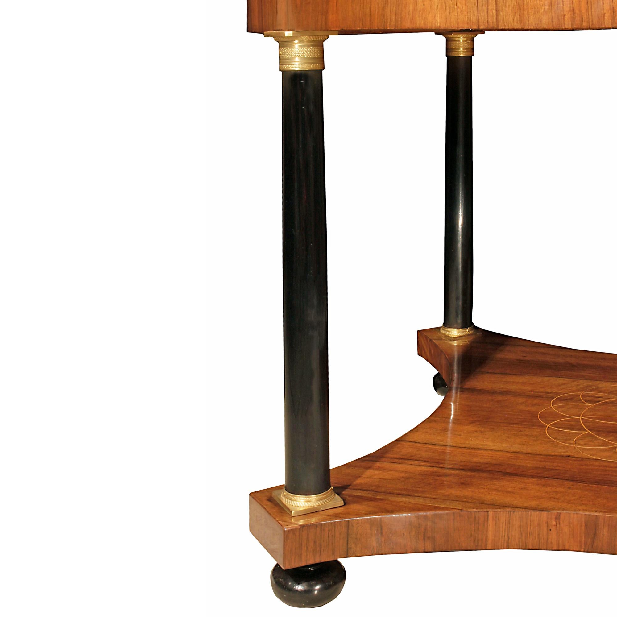Ebonized Italian 19th Century Crouch Mahogany and Ormolu Center Table For Sale