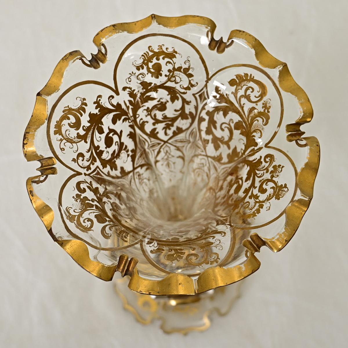 Italienische Kristallvase und vergoldete Vase aus dem 19. im Angebot 4