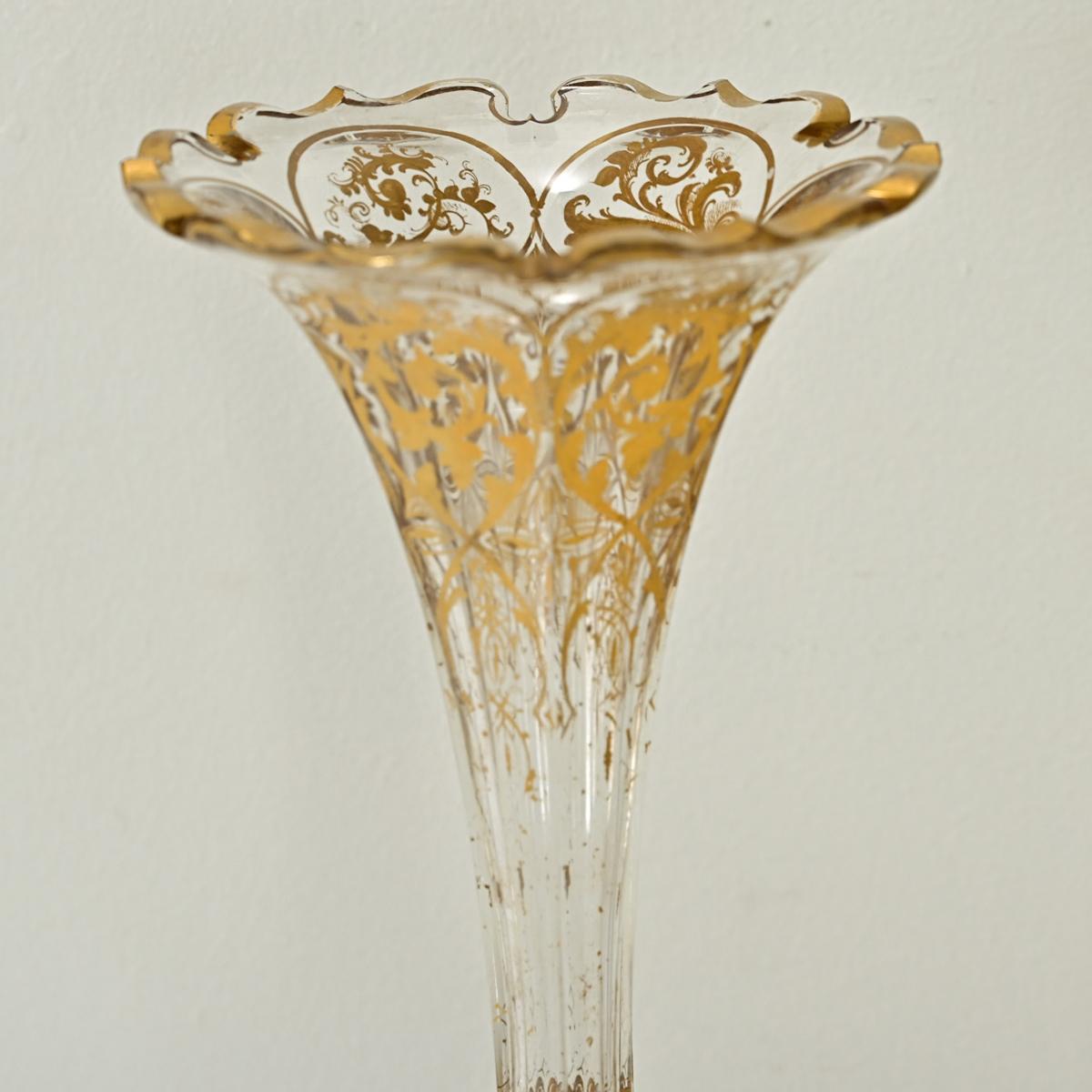 Italienische Kristallvase und vergoldete Vase aus dem 19. (Barock) im Angebot