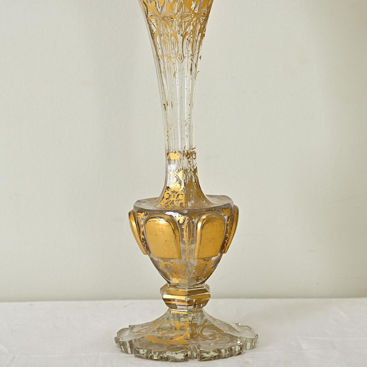Italienische Kristallvase und vergoldete Vase aus dem 19. (Vergoldet) im Angebot