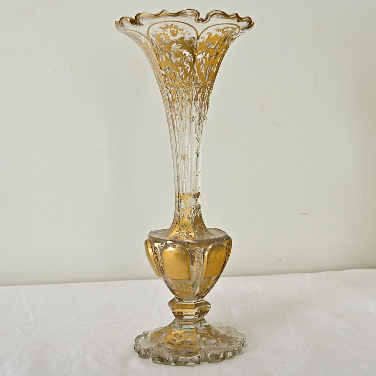 Italienische Kristallvase und vergoldete Vase aus dem 19. im Angebot 1