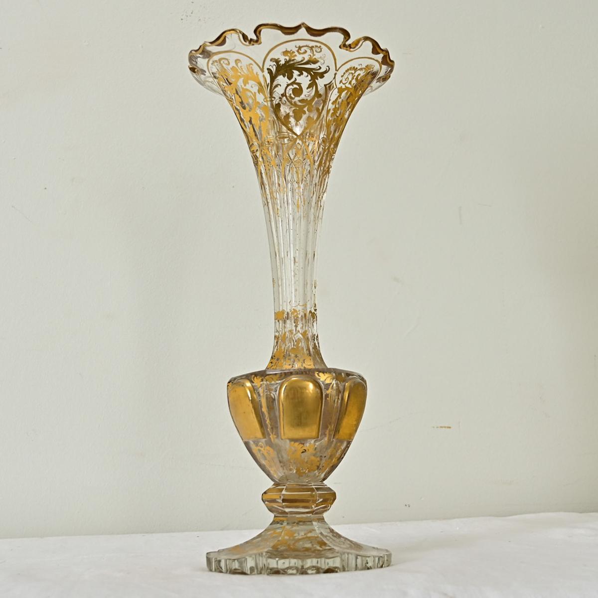 Italienische Kristallvase und vergoldete Vase aus dem 19. im Angebot 2