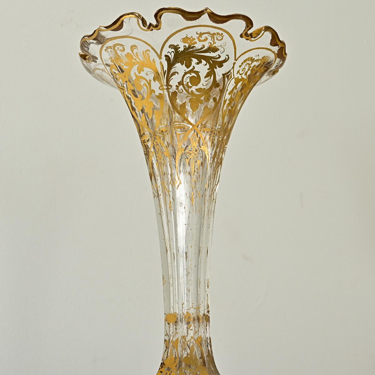 Italienische Kristallvase und vergoldete Vase aus dem 19. im Angebot 3