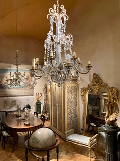 Italian 19th Century Crystal and Murano 12-Light Cage Chandelier, Louis XV Style