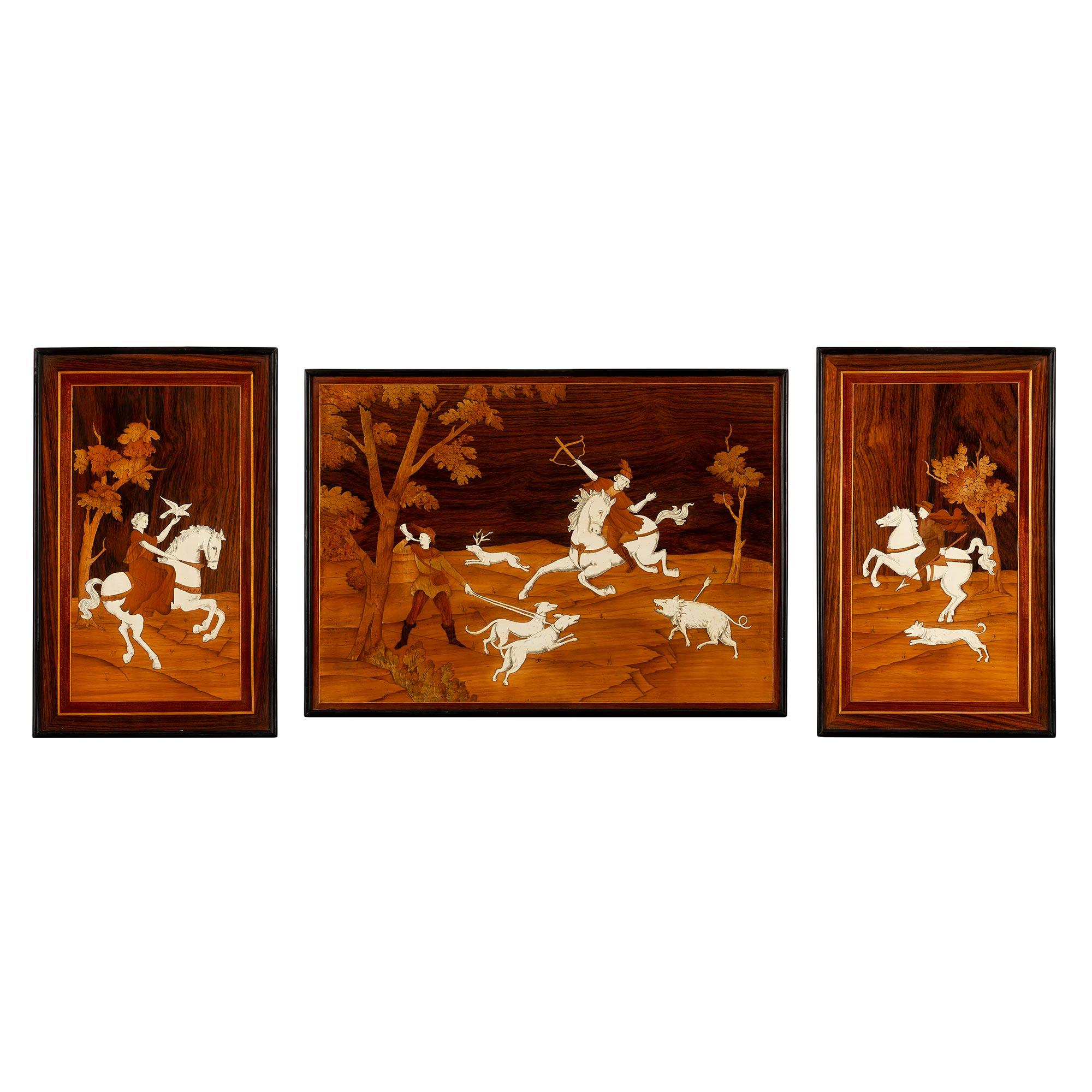Italian 19th Century Decorative Marquetry Wall Panels For Sale