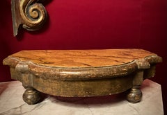 Italian 19th Century Display Base, Gilt and Lacquered Wood with Faux Marble Top