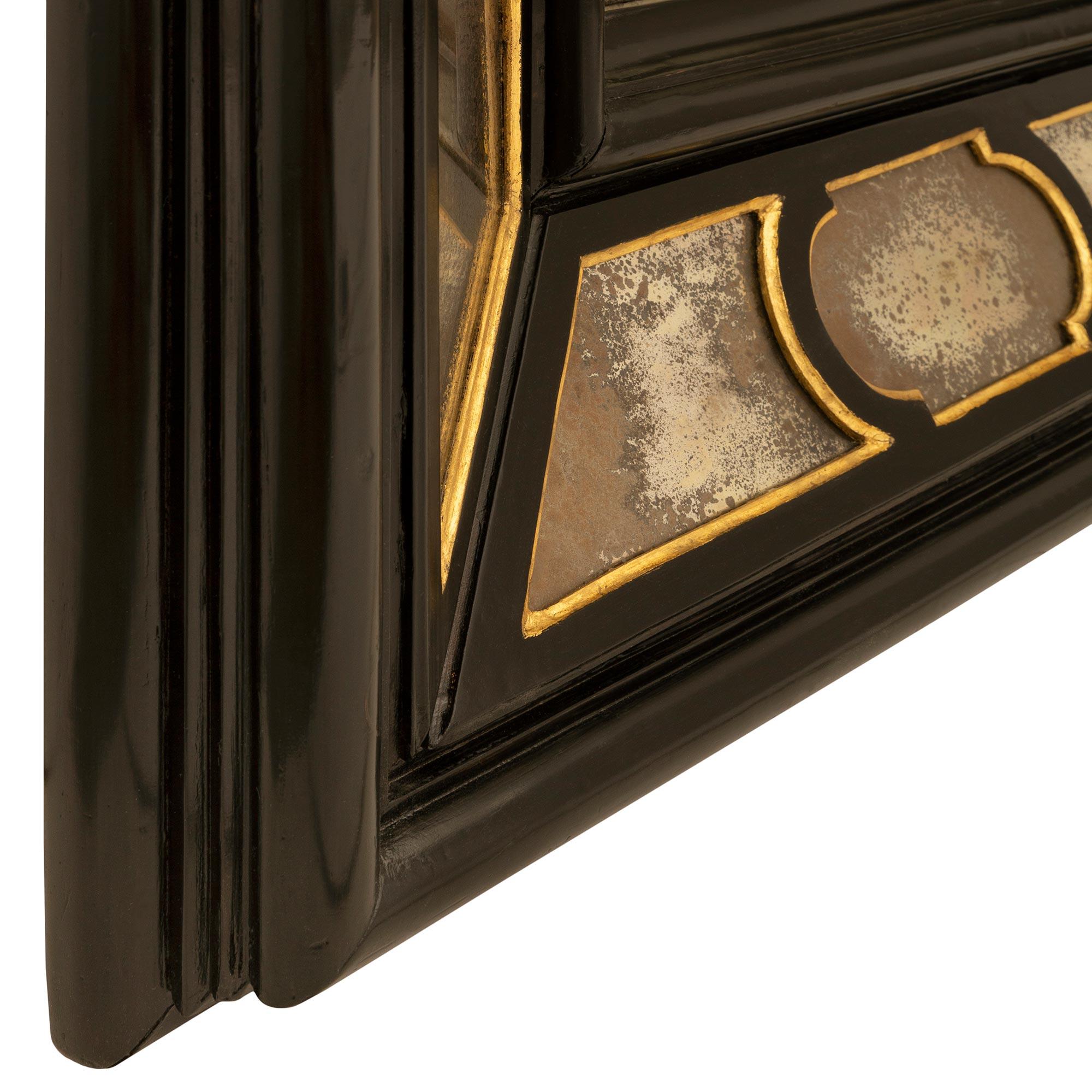 Italian, 19th Century, Ebonized Fruitwood and Giltwood Double Framed Mirror For Sale 4