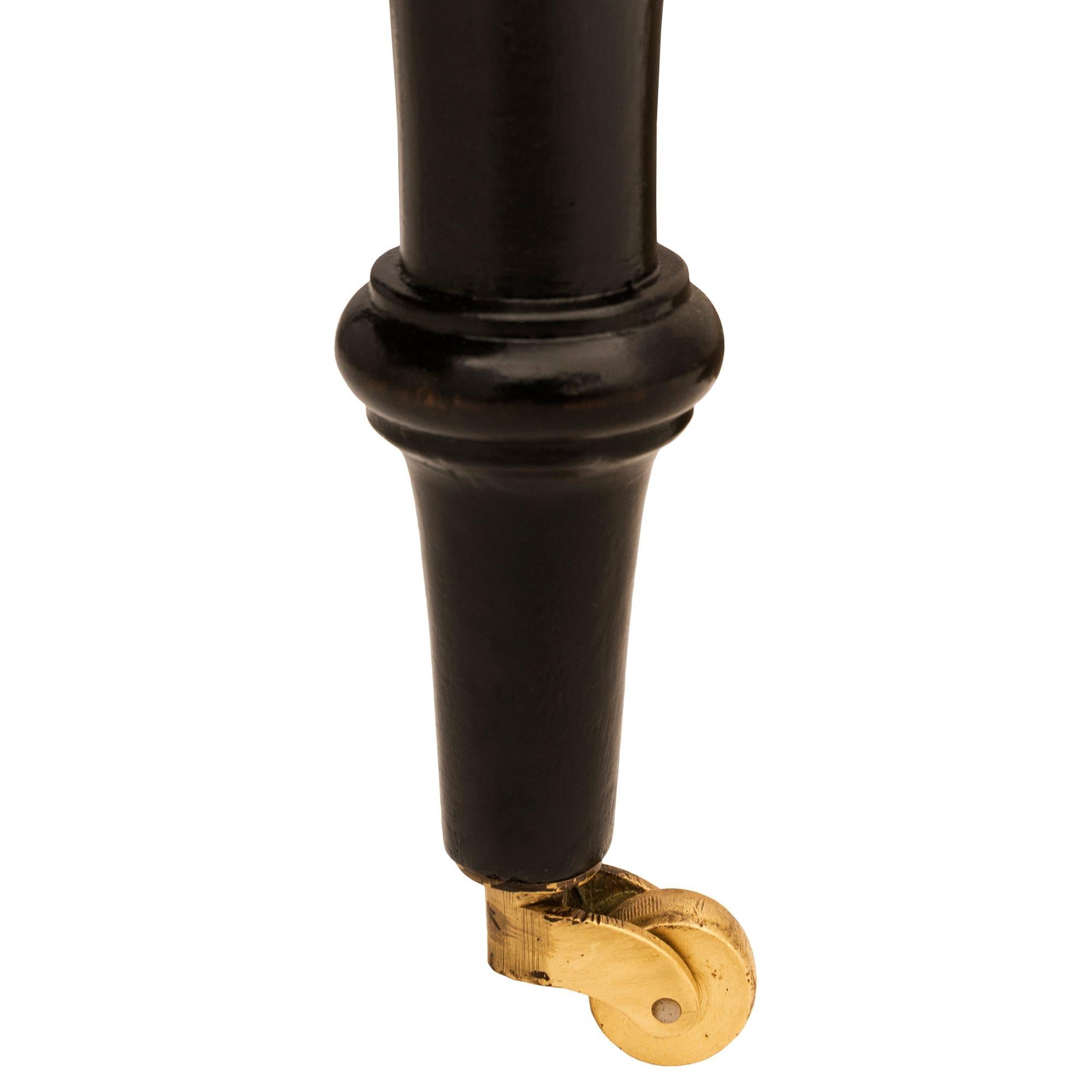 Italian 19th century ebonized Fruitwood, Ormolu and Specimen Marble side table For Sale 5