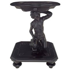 Italian 19th Century Ebony and Bone Inlaid Side Table