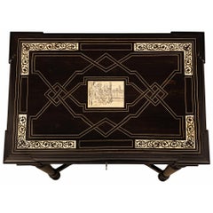 Italian 19th Century Ebony, Ivory And Ormolu Center/Side Table