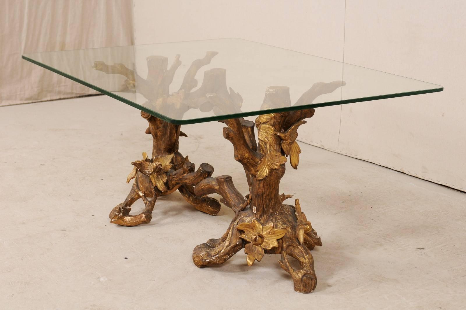 carved coffee table glass top