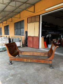 Italian 19th Century Empire Single Brass Inlaid Bed