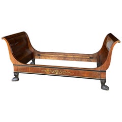 Antique Italian 19th Century Empire Single Brass Inlaid Bed