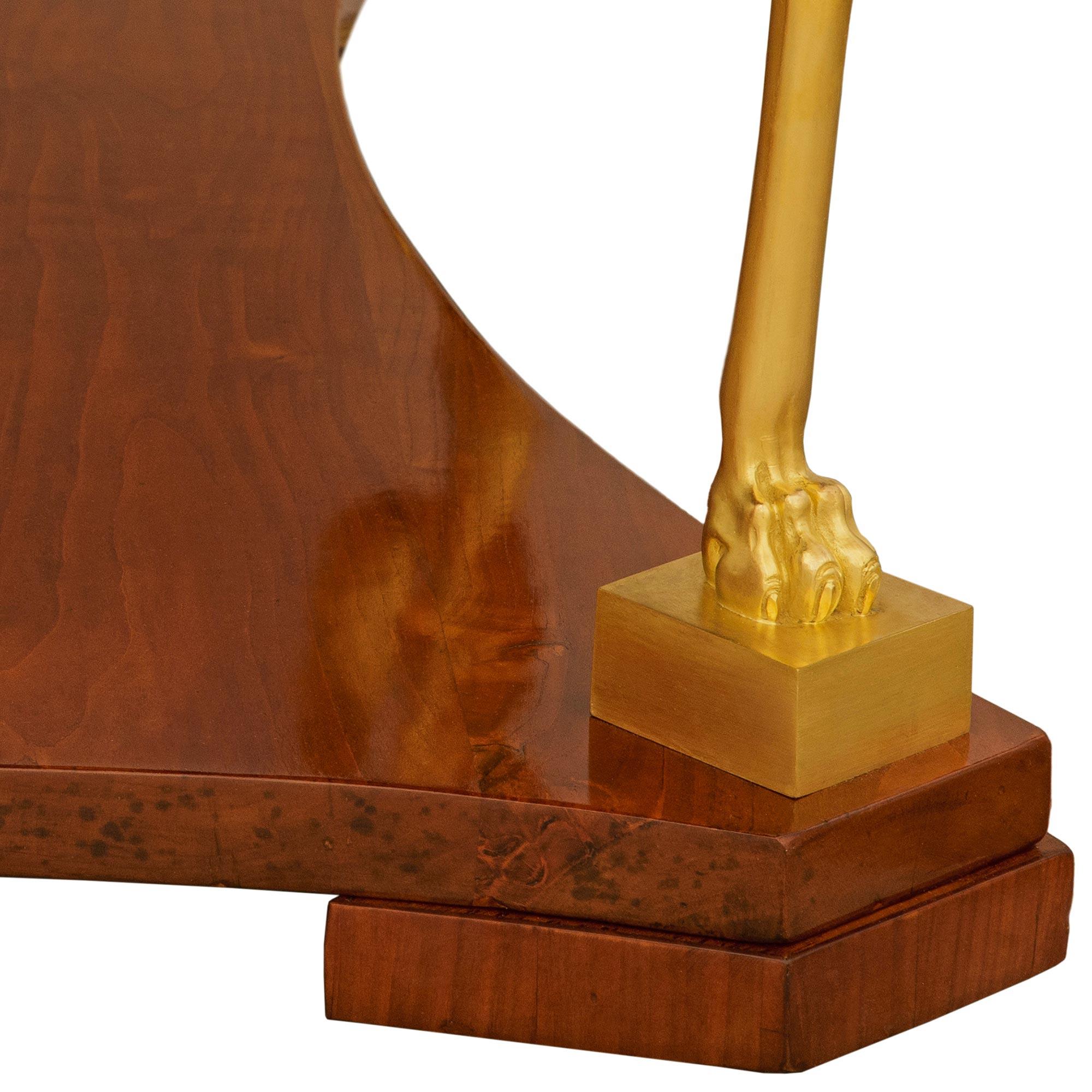 Italian 19th century Empire st. Cherrywood, Ormolu, Mirror and marble console For Sale 3