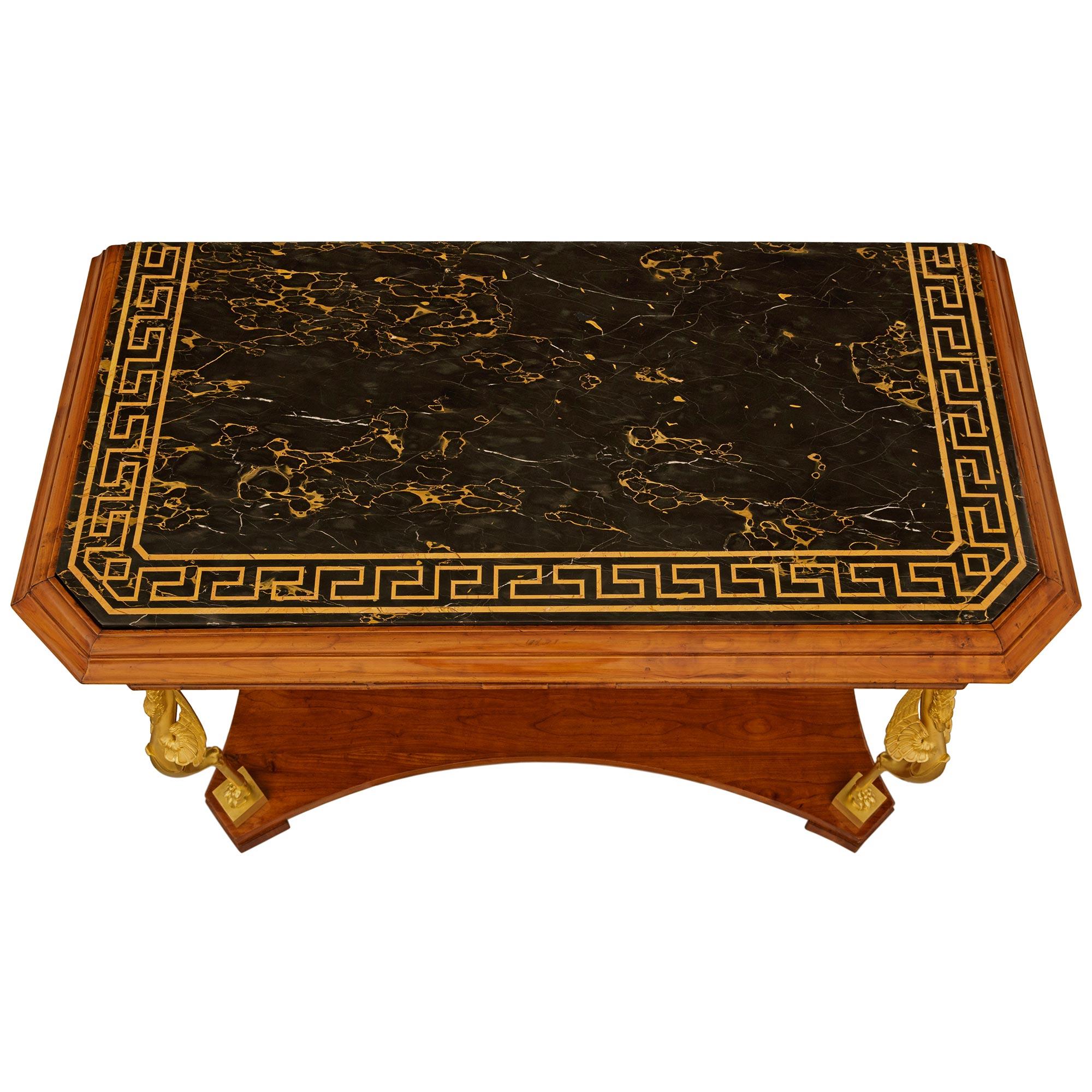 Italian 19th century Empire st. Cherrywood, Ormolu, Mirror and marble console For Sale 4