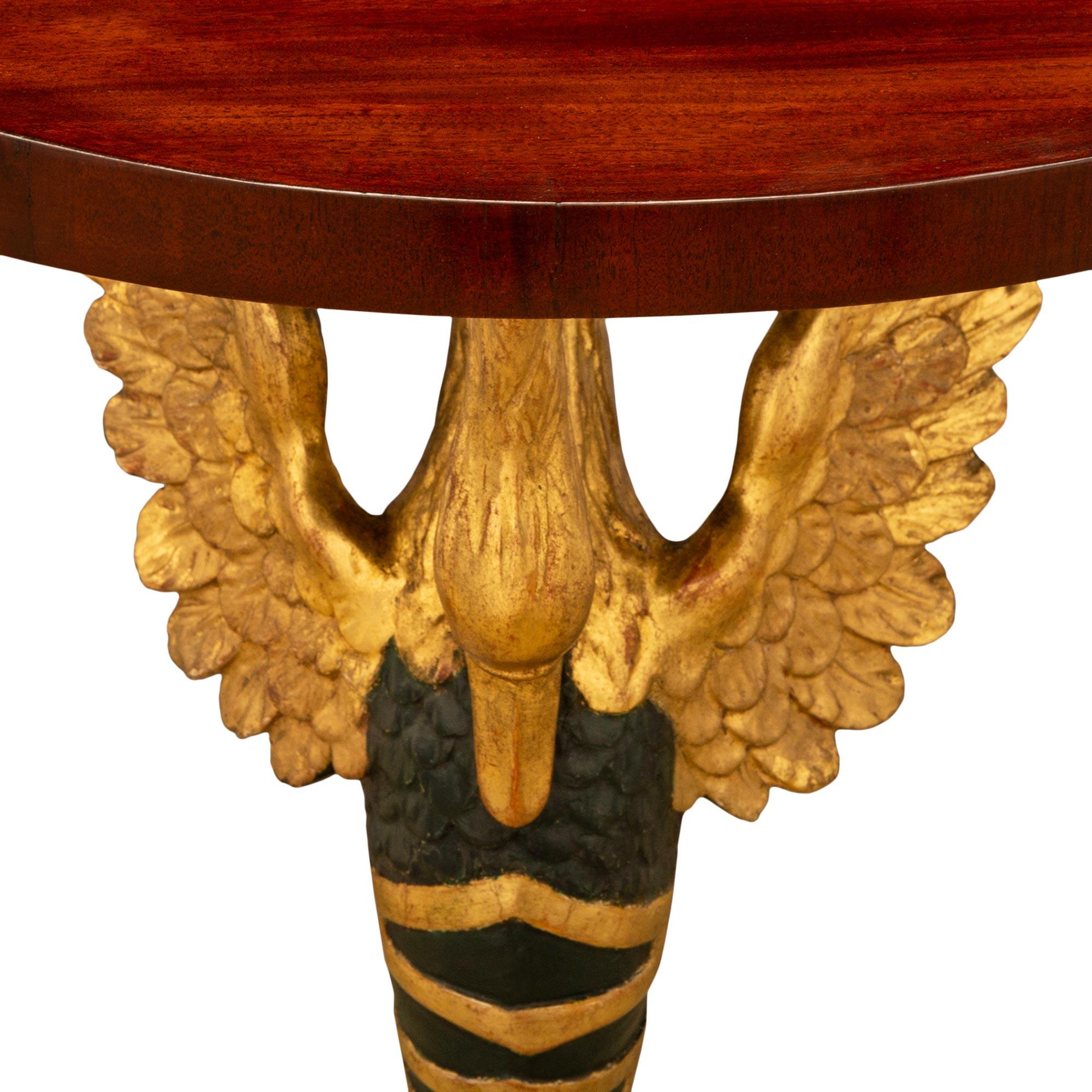19th Century Italian 19th century Empire st Mahogany, Giltwood, patinated Wood console tables For Sale