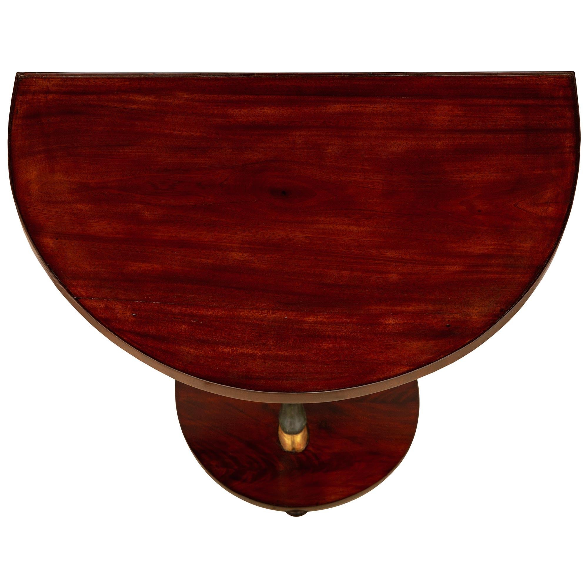 Italian 19th century Empire st Mahogany, Giltwood, patinated Wood console tables For Sale 3