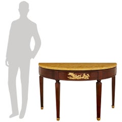 Italian 19th century Empire st. Mahogany, Ormolu, and Sienna marble console