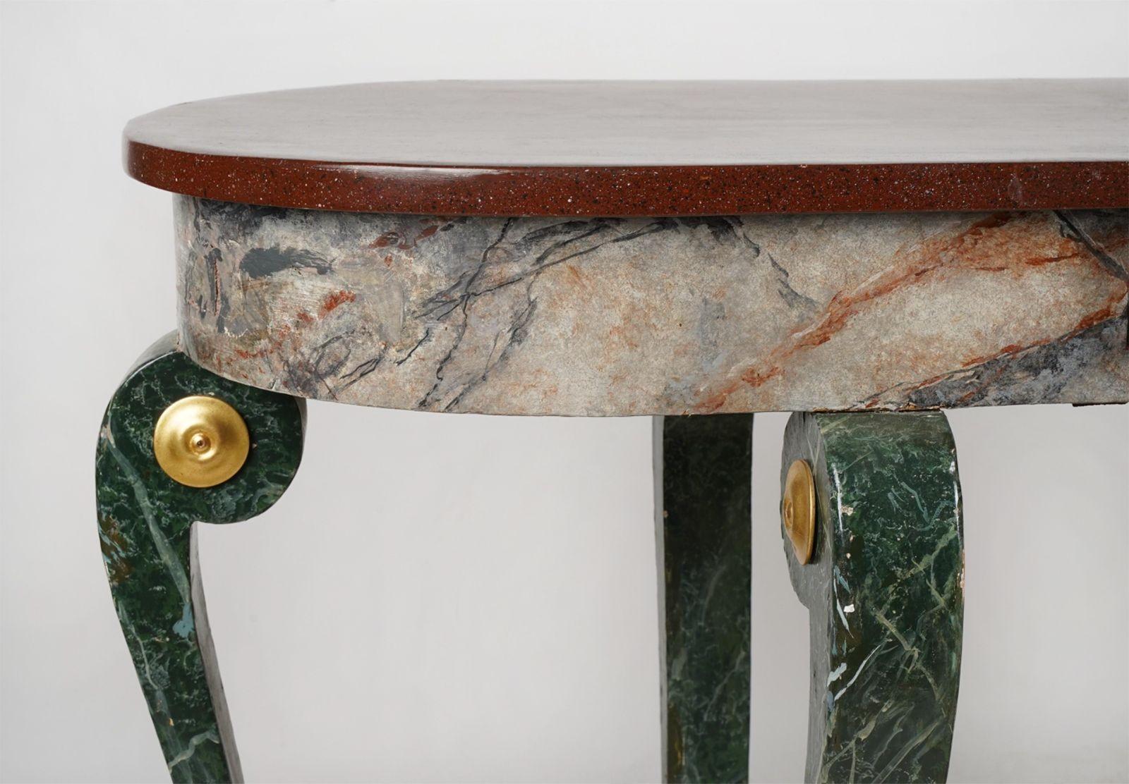 Italian 19th Century Faux Marble Console Table In Good Condition For Sale In Los Angeles, CA