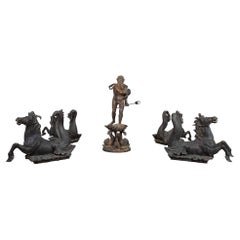 Italian 19th Century Five-Piece Bronze Fountain Grouping, Signed V. Cinque