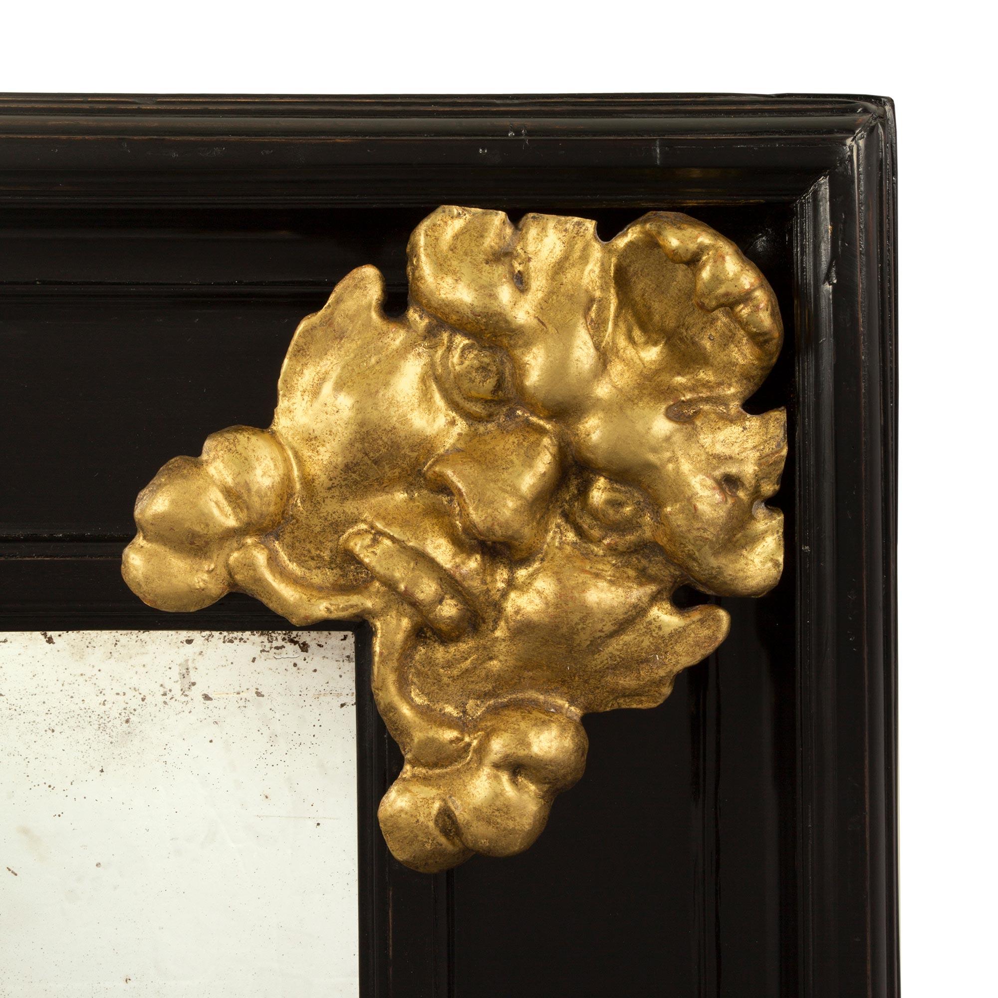 Italian 19th Century Florentine Ebony and Giltwood Mirror In Good Condition For Sale In West Palm Beach, FL